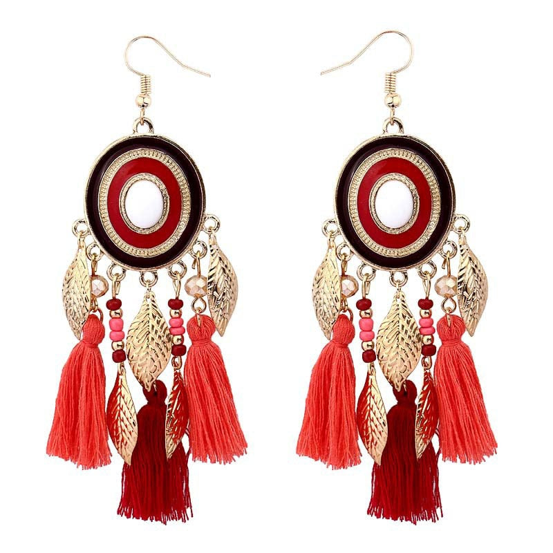 Colorful Long Tassel Big Statement Bohemian Earrings