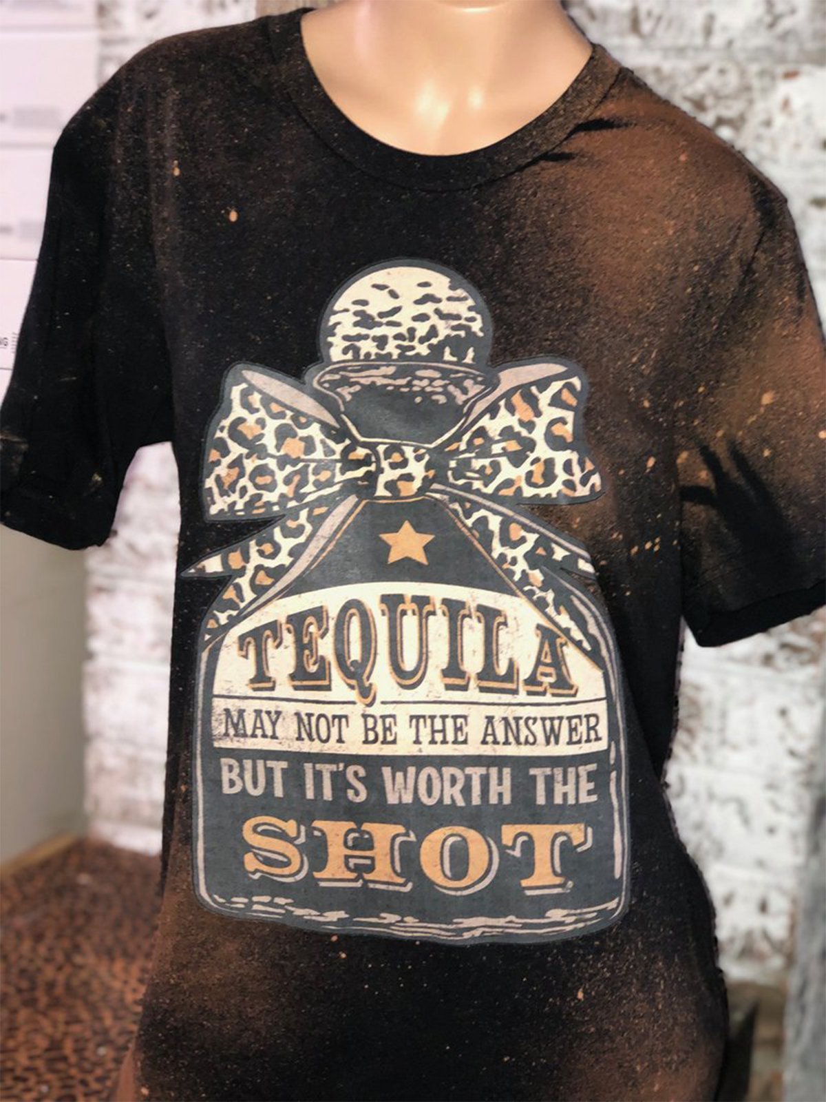 Short Sleeve Shift Crew Neck Printed Shirts & Tops