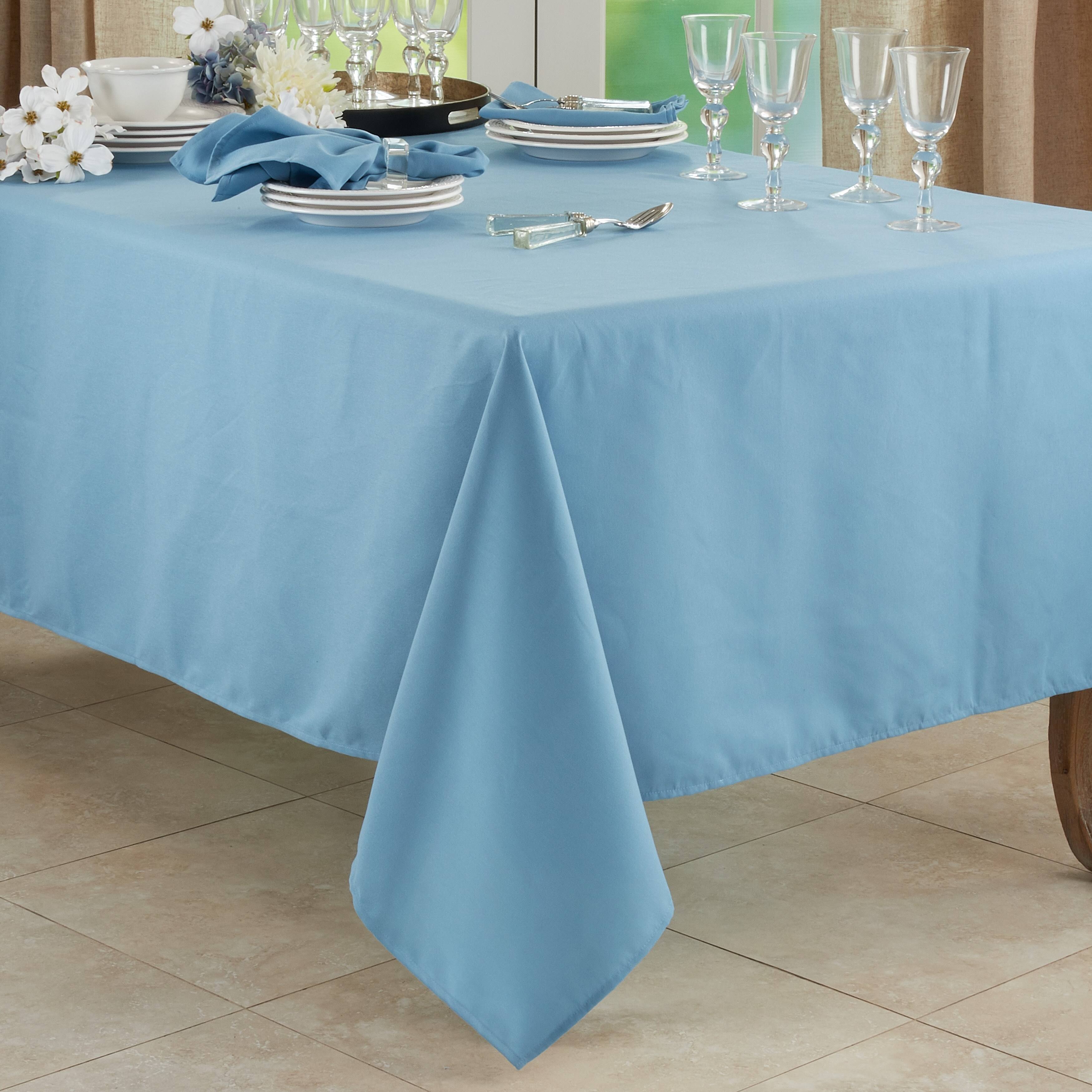Saro 321.A65140B 65 x 140 in. Casual Design Everyday Oblong Tablecloth Aqua