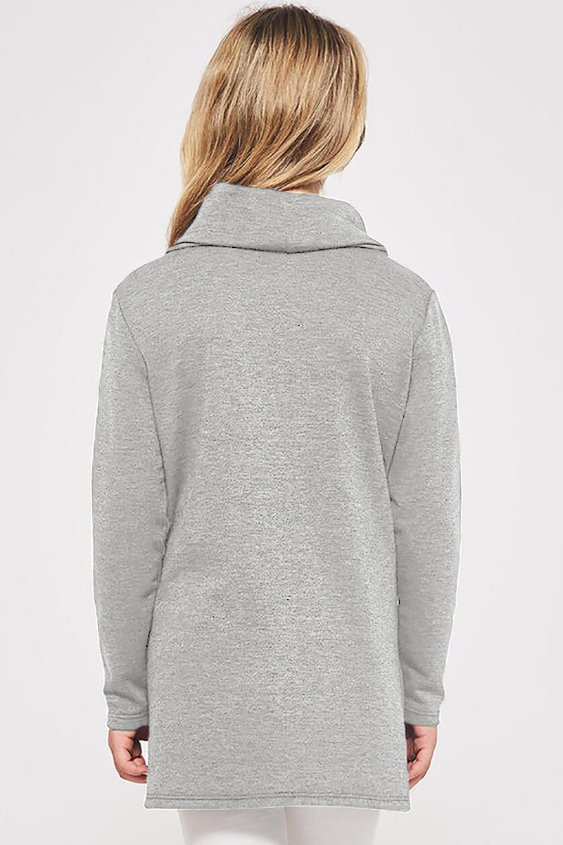 Gray Toddler Little Girls Turtleneck Blouse Top