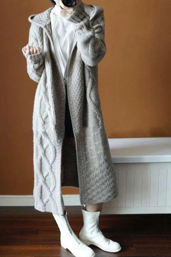 Fashion Winter Plain Thicken Sweater Loose Long Coat