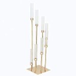 41-Inch Tall Gold Candelabra Candle Holder Centerpiece Glass for Wedding Reception