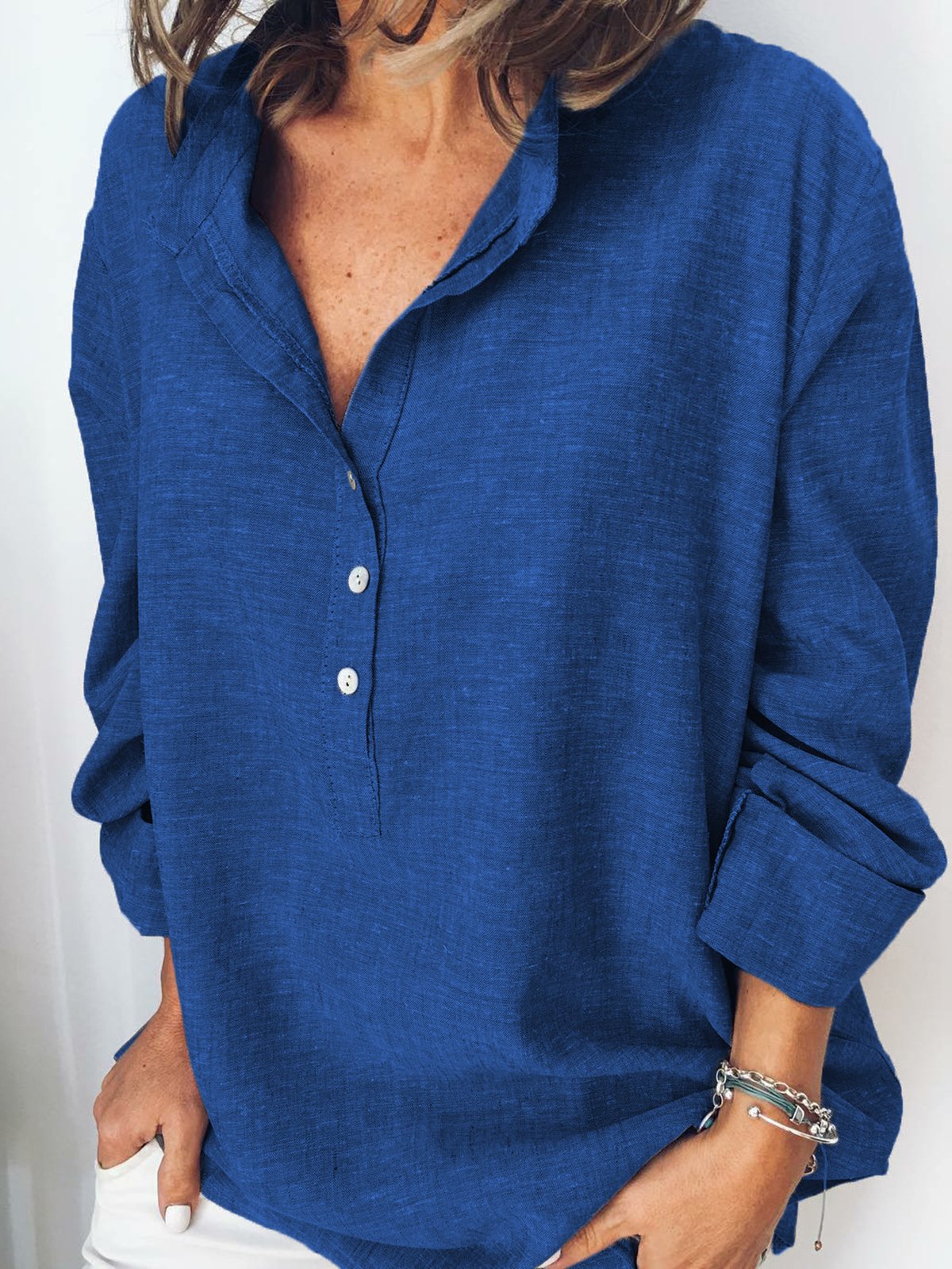 Solid Shirt Collar Casual Long Sleeve Shirts