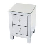 Modern and Contemporary Mirrored 2-Drawers Nightstand Bedside Table Side Table