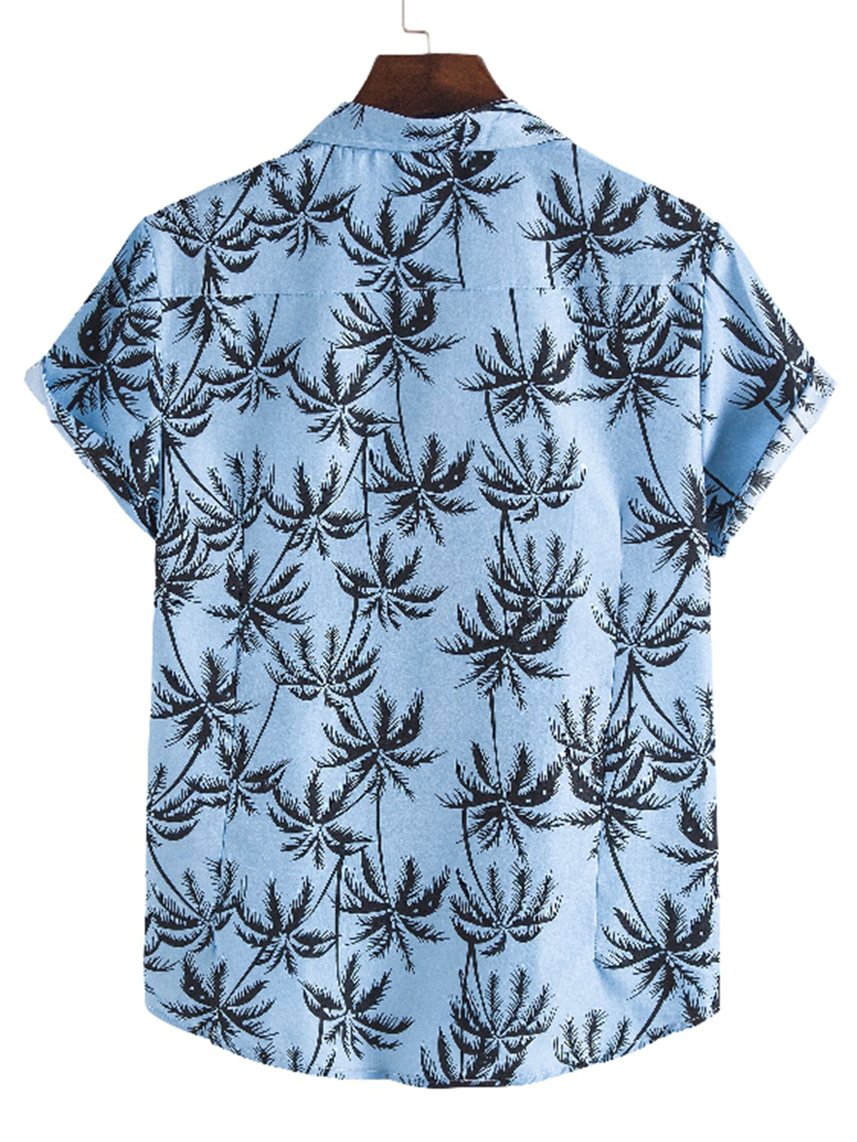 Men's Palm Tree Print Short Sleeve Shirt