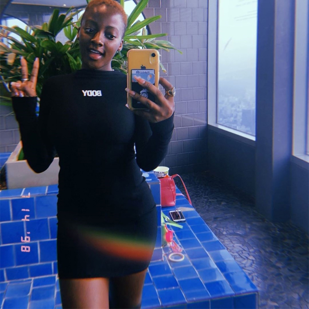 Party Sexy Print Tight Long Sleeve Shirt Dress