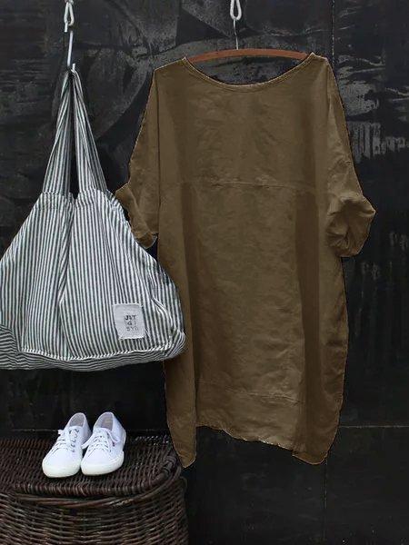 Cotton Half Sleeve Solid Casual Tops