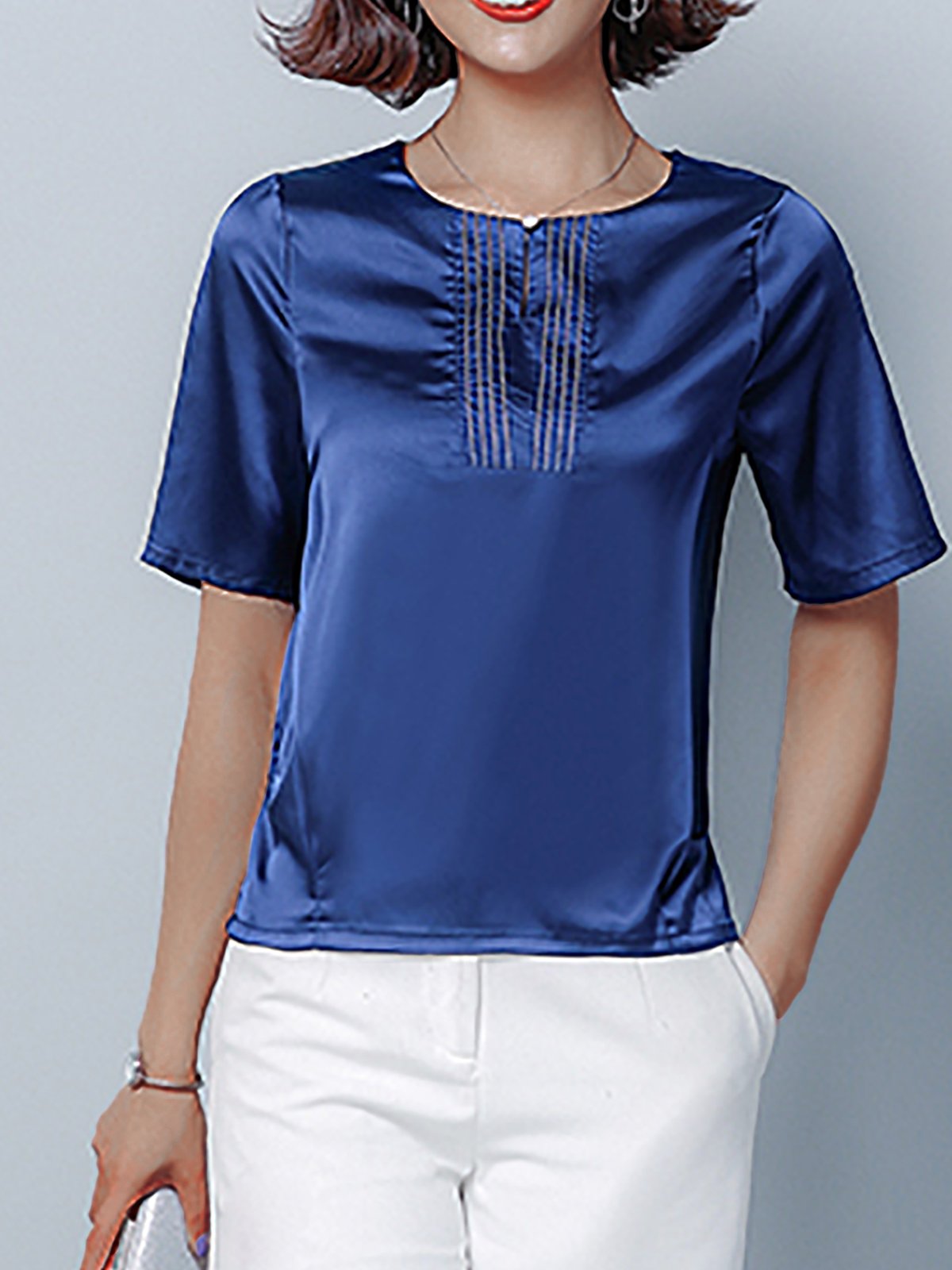 Plus Size Women Short  Sleeve  Crew  Neck  Floral   Casual  Tops