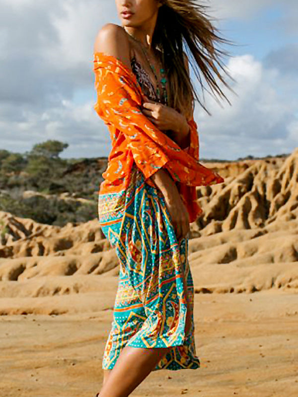 Beach Sunscreen Cardigan Loose Printed Bikini Blouse