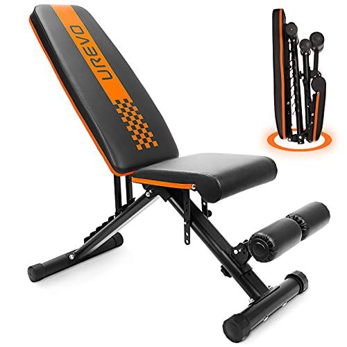 UREVO Weight Bench, Adjustable Weight Bench Strength Training Benches Folding with Leg Extension