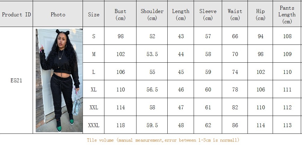 Autumn Sequins Black Crop Top and Pants Hoody Sweatsuit