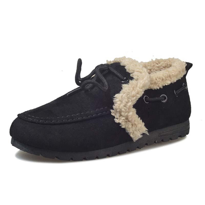 Women Warm Snow Booties Flat Heel Winter Slip On Boots