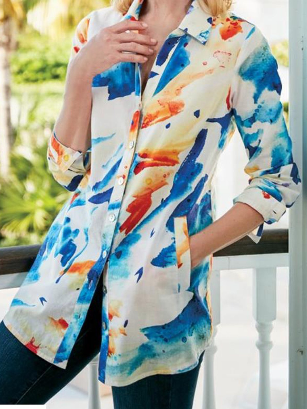 Blue Cotton Shirts & Tops