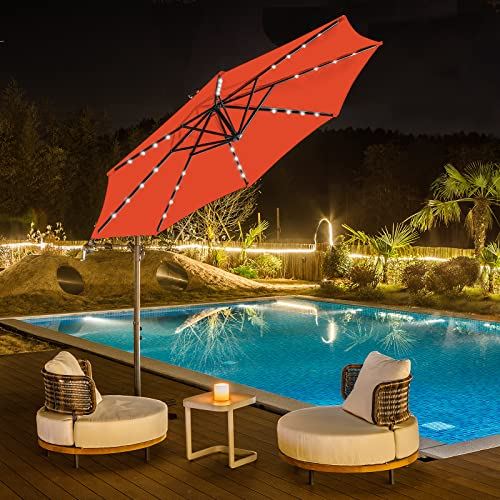 10ft Solar Offset Umbrella �C Grenadine Orange