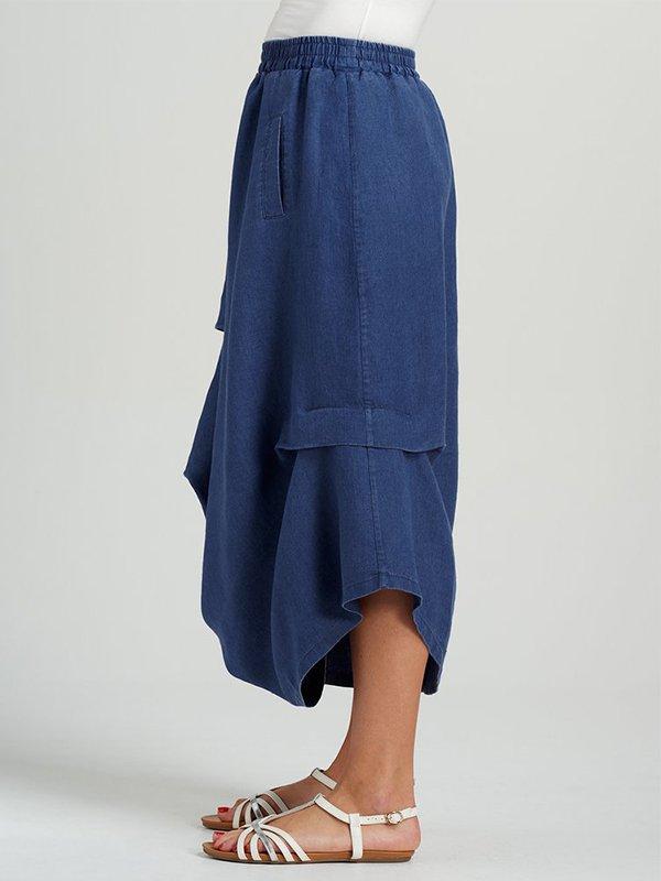 Casual Plus Size Solid Skirt With Pockets