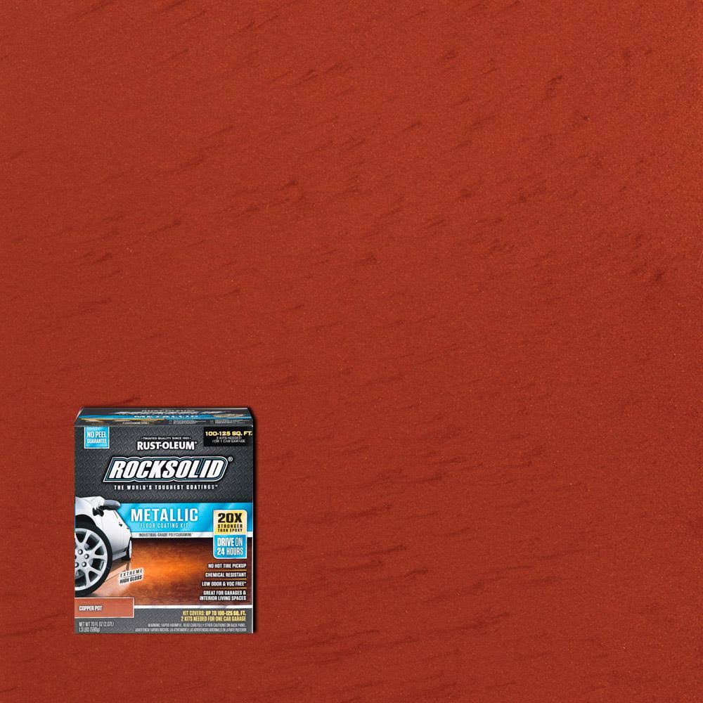 Rust-Oleum 286894 RockSolid Polycuramine Metallic Floor Coating Copper Pot 70oz Kit (2-pack/1 Car kitl)