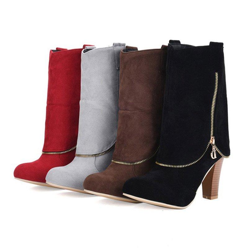 Women Plus Size Chunky Heel Boots Casual Shoes