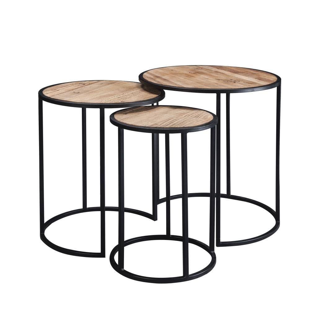 CASAINC Brown Wood Round End Table | BH-338AAD
