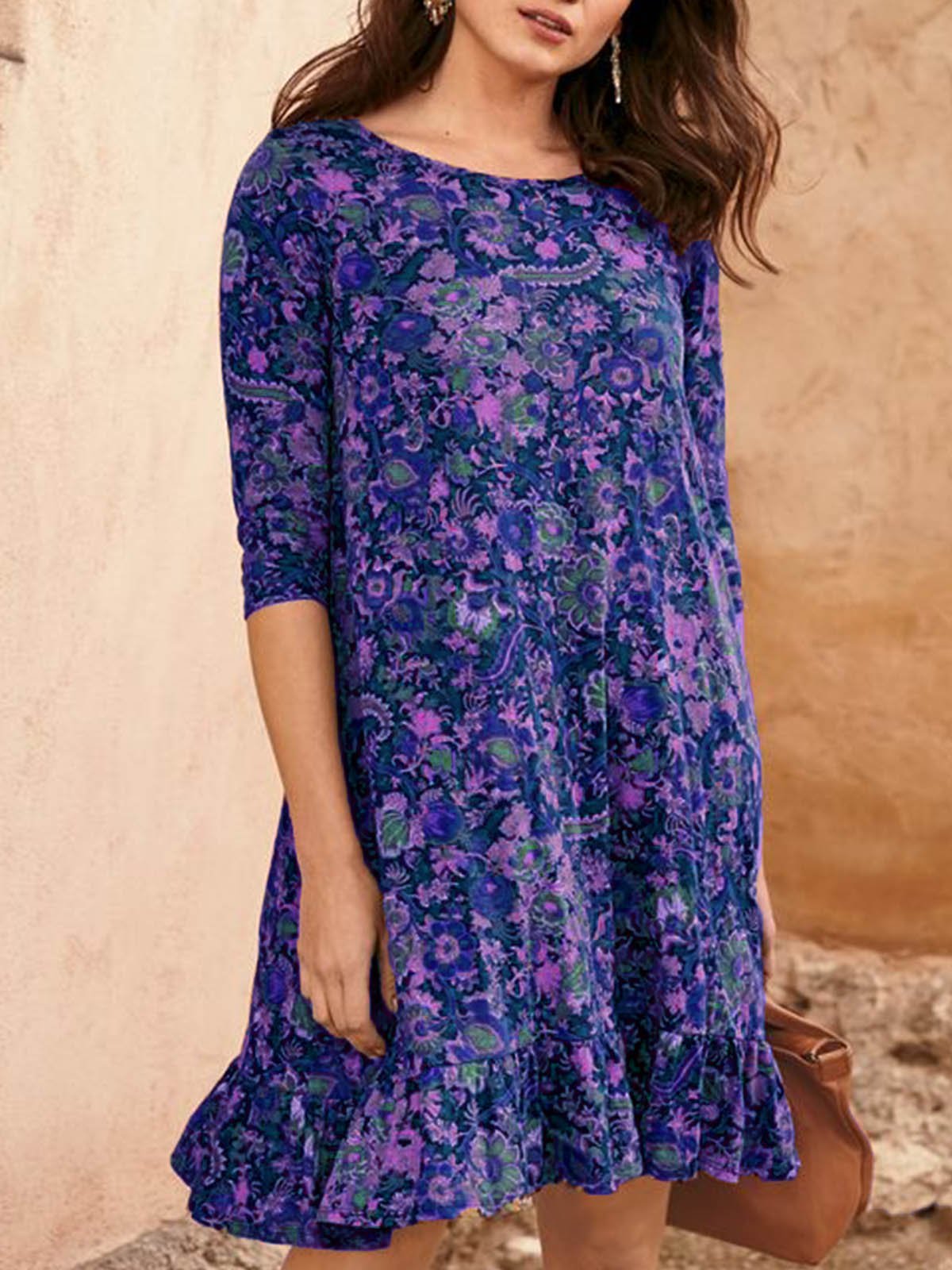 Red Vintage Round Neck Dresses