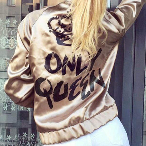 Fashion Lettern Pattern Bomber Jackets