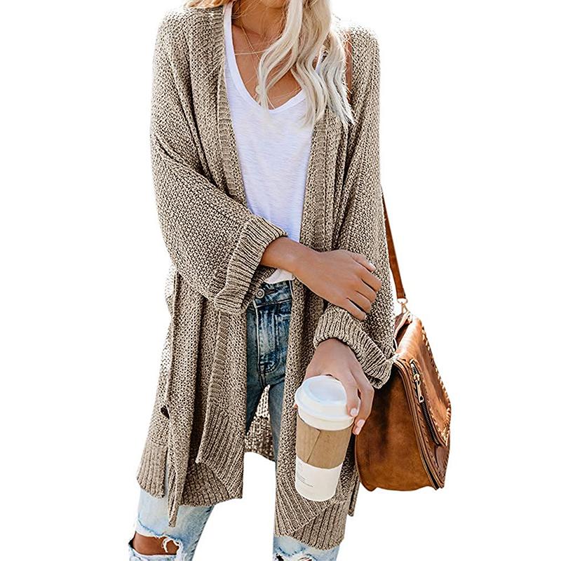 Casual Side Slit Soft Long Sleeve Midi Sweater Cardigan