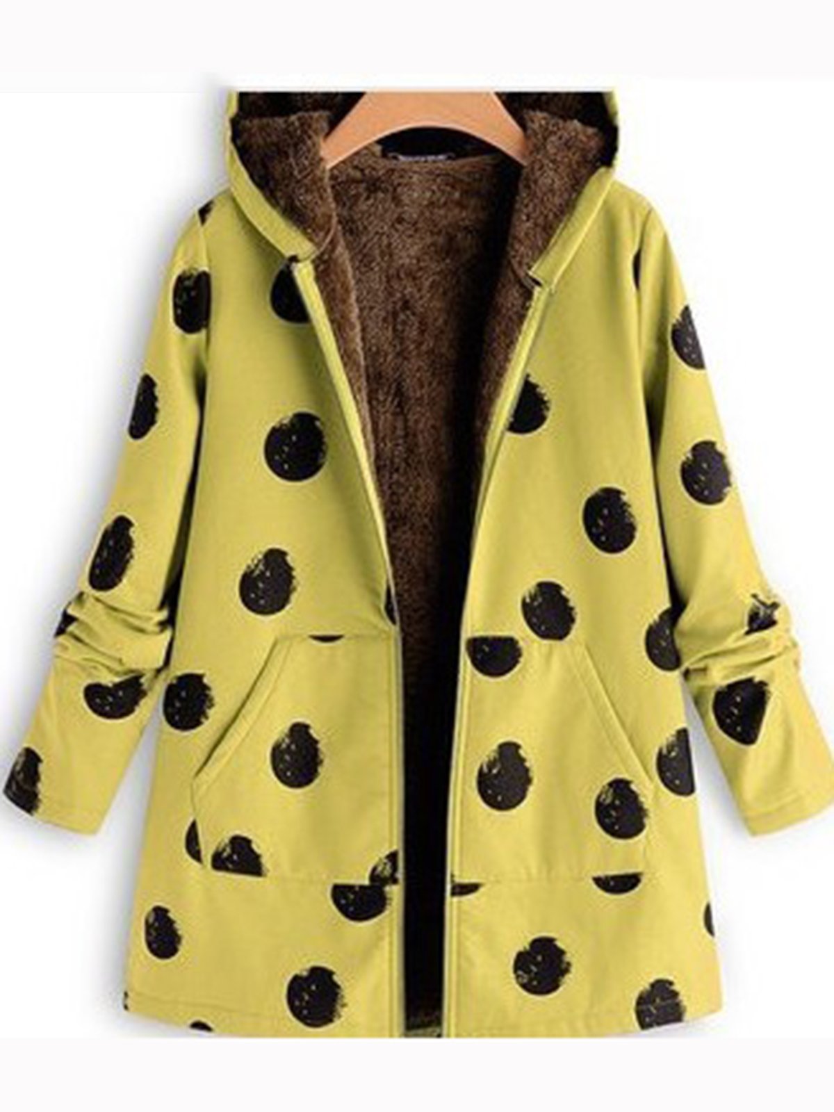 Polka Dots Casual  Long Sleeve Warm Hoodie Cotton Coat
