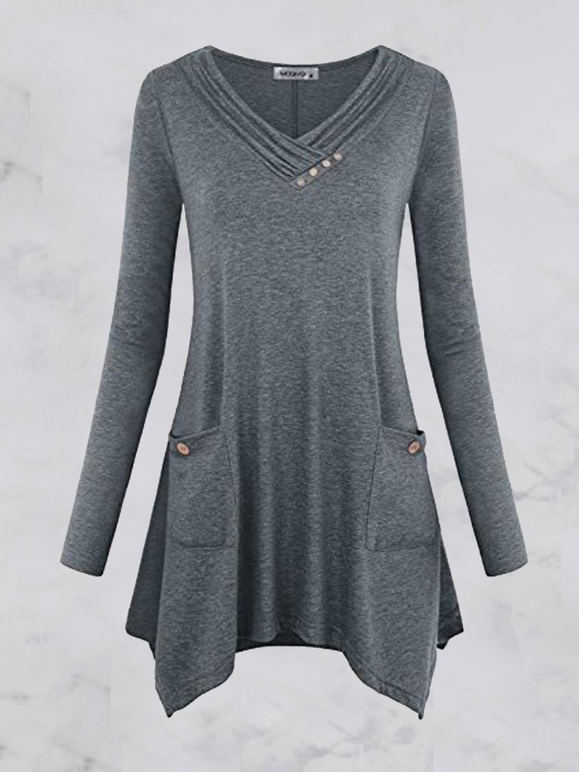 Gray Paneled Cotton Vintage Long Sleeve Dresses