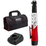 12V Angled 55 ft-lb Cordless 3/8��� Ratchet Wrench Tool Set with Carrying Case