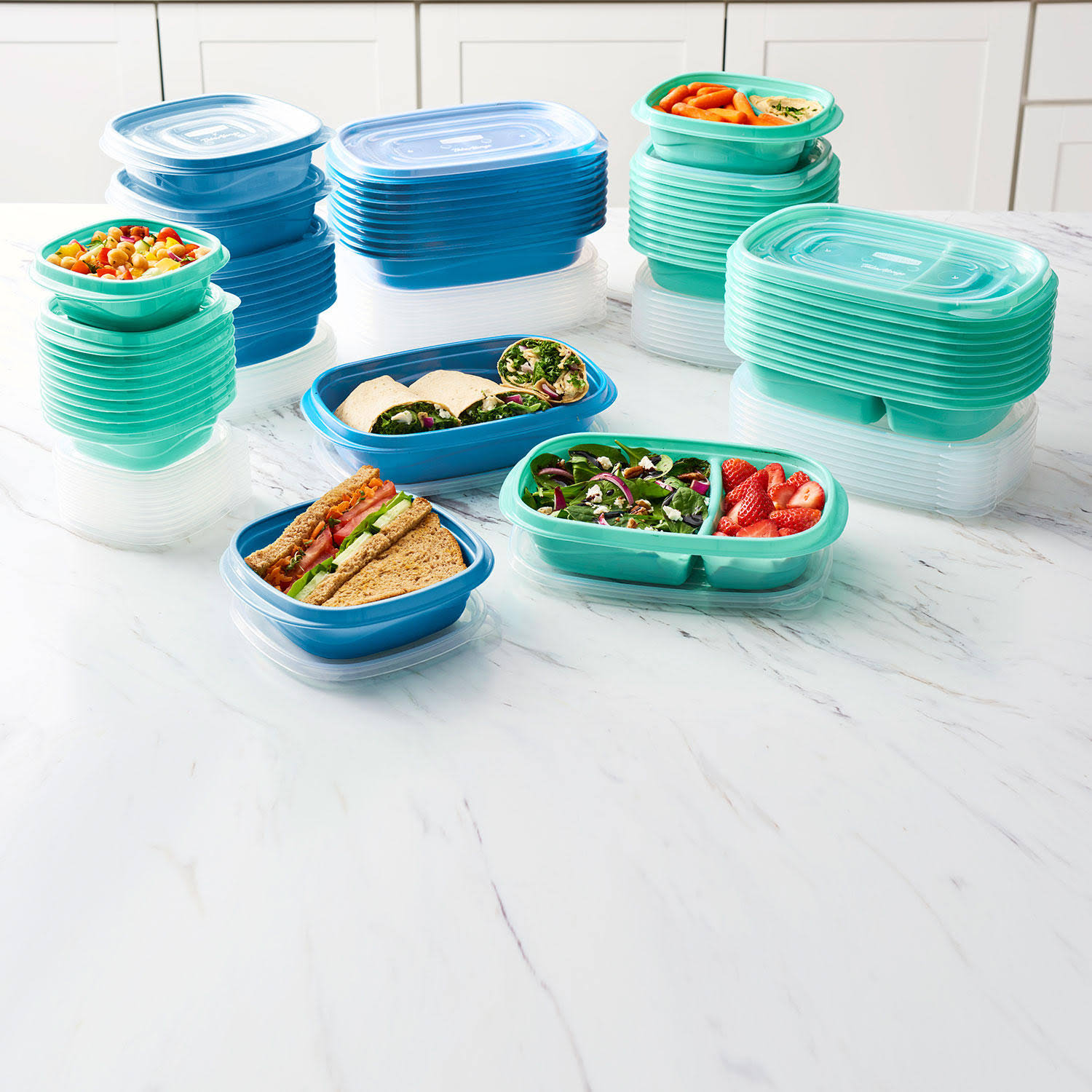 Rubbermaid 100 PC Meal Prep Food Storage Containers Set-Teal