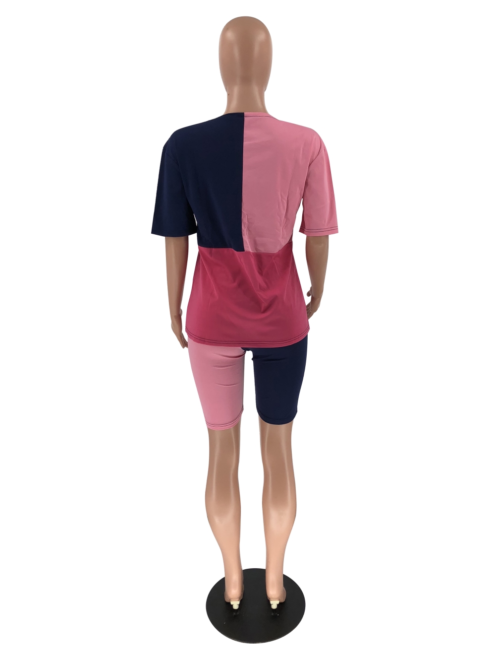 Casual Contrast Two Piece Shorts Set