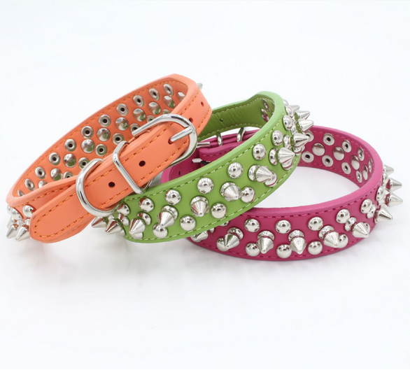anti-bite spiked studded dog collar personalized adjustable rivet leather dog collar for puppy small and large dogs
