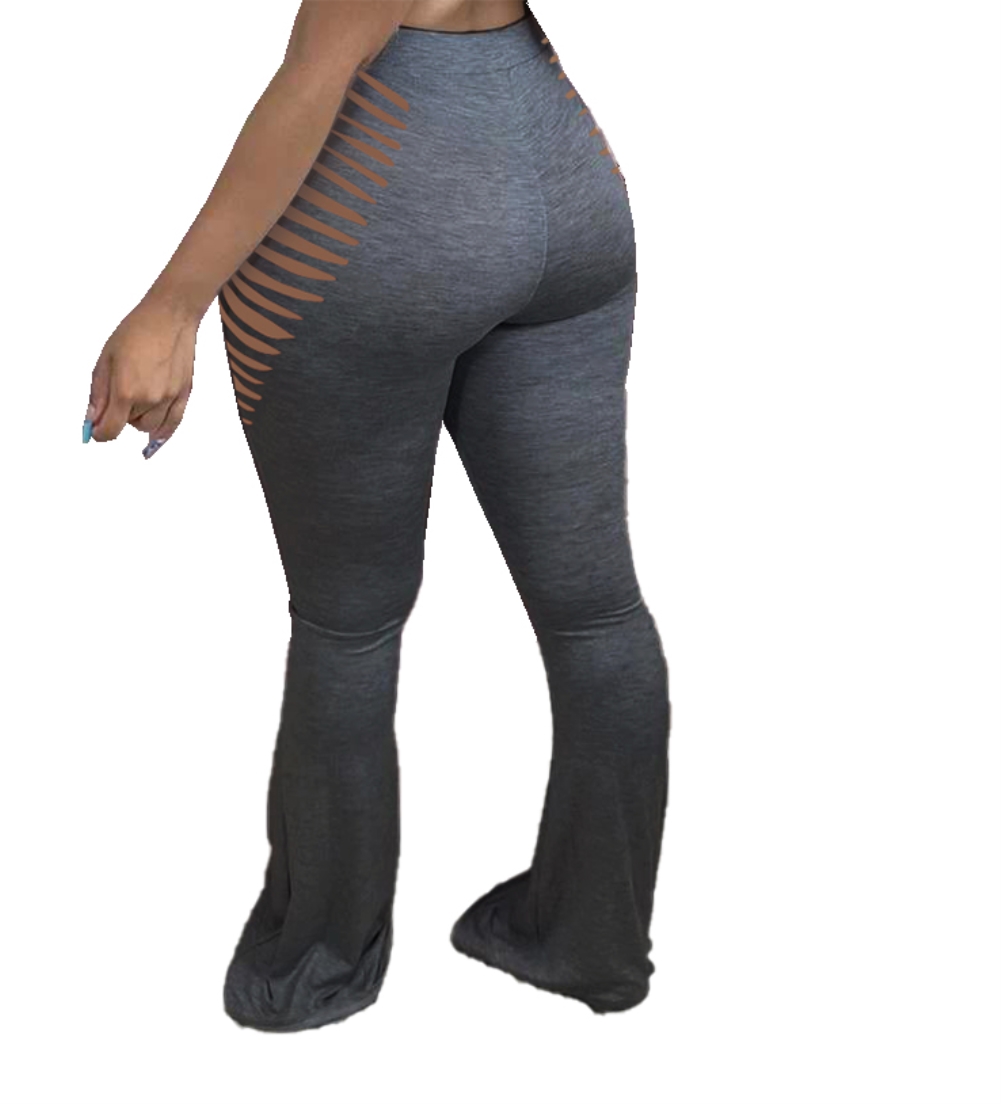 Bell Bottom High Waist Ripped Trousers