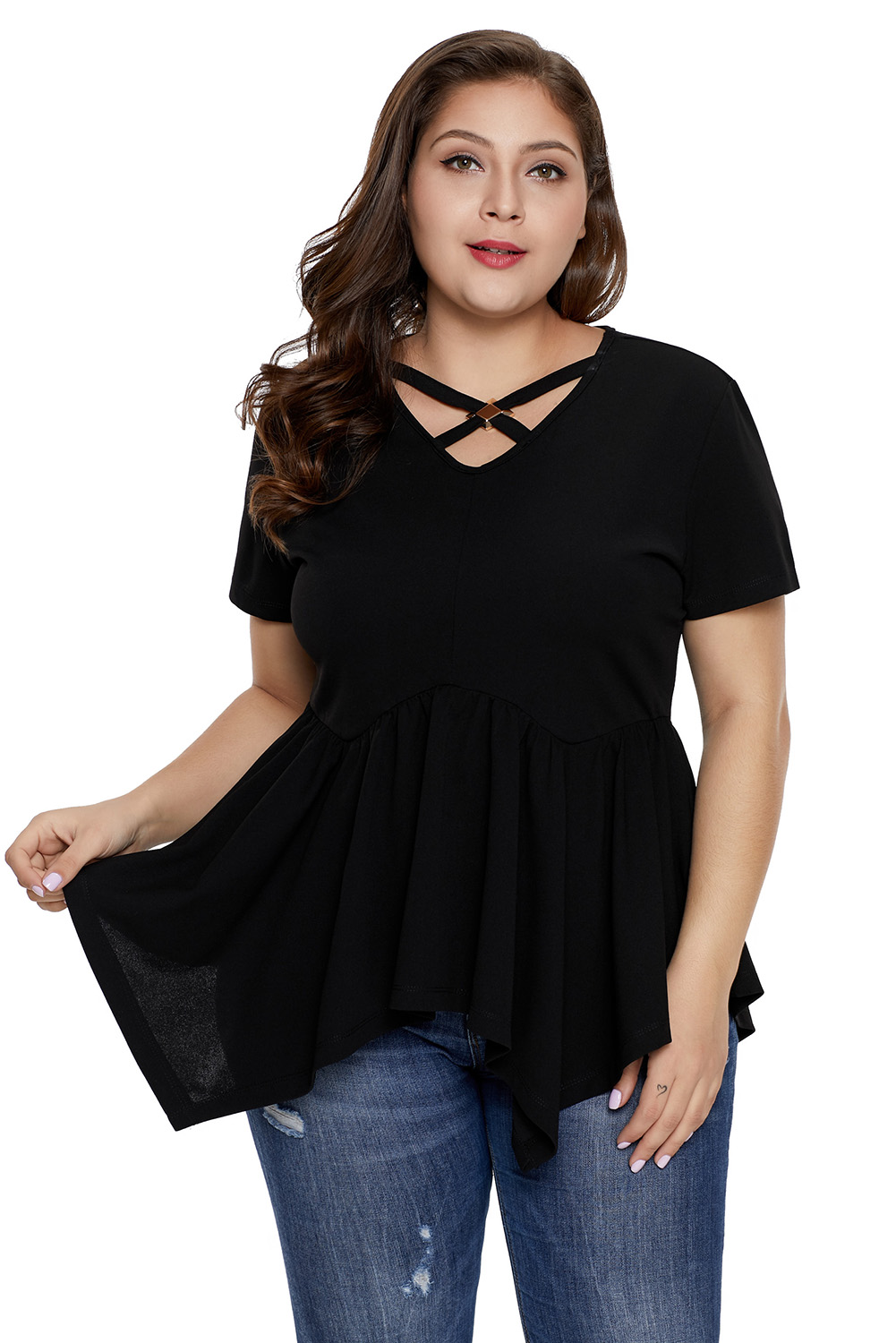 Cross My Heart Plus Size Handkerchief Top