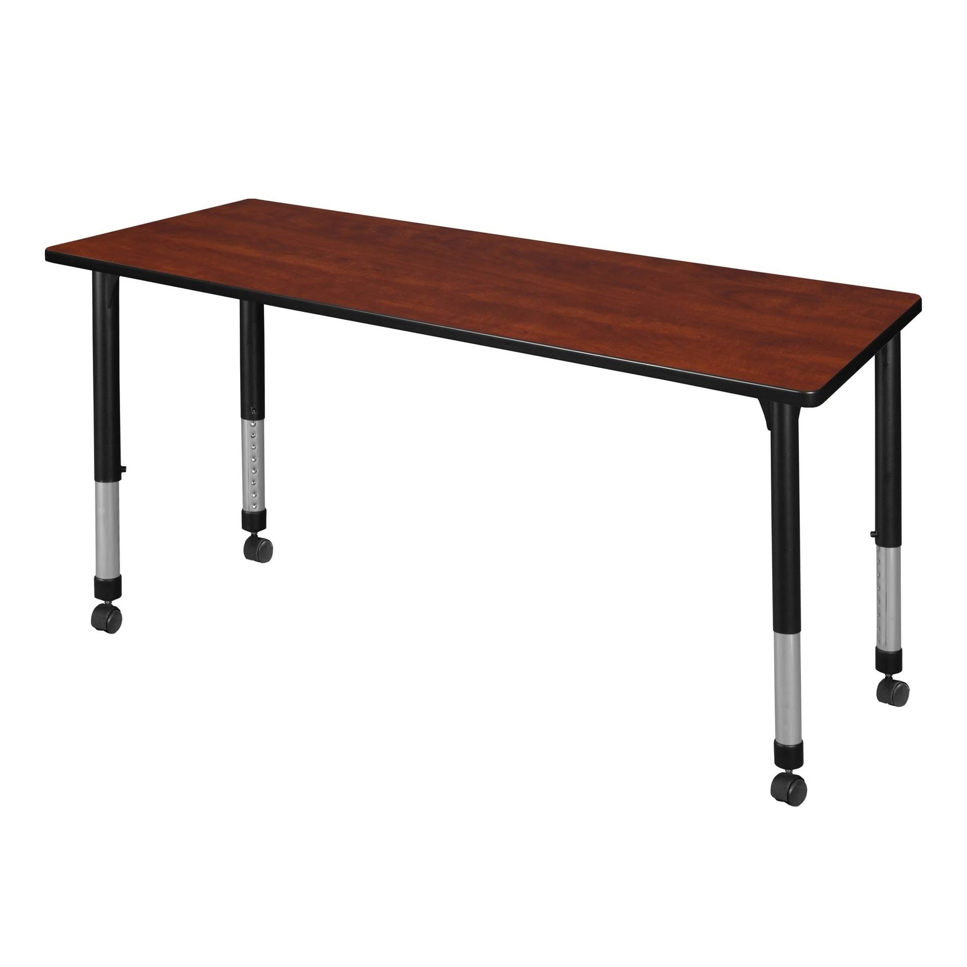 Regency Kee 60x22 x 30x22 Height Adjustable Mobile Classroom Table - Cherry