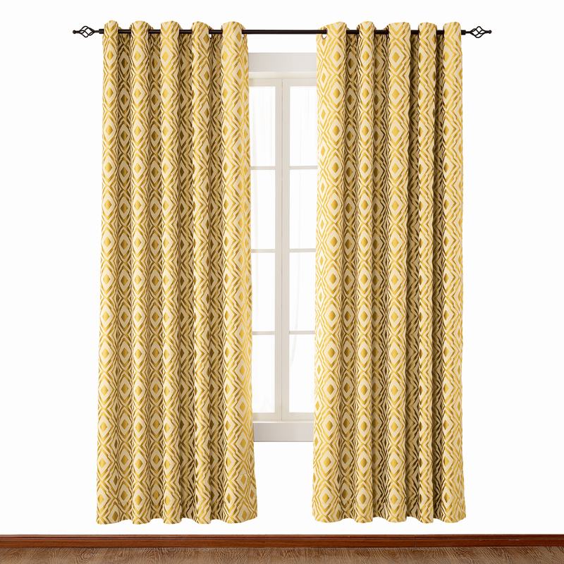 Antique Bronze Grommet Rhomboid Jacquard Curtain Dust-proof Two-Toned Damask Diamond with Blackout Lined NINA