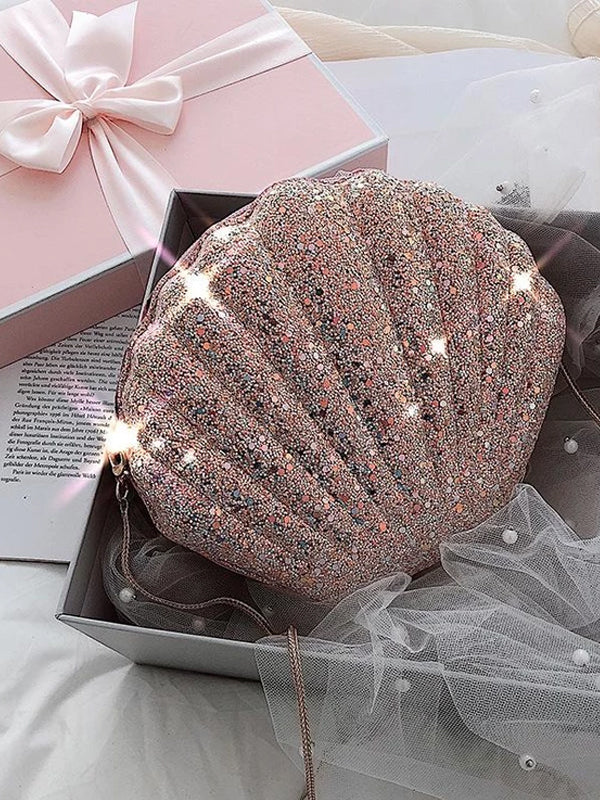 Women's Beach Shell Shape Zipper Bag Handbag