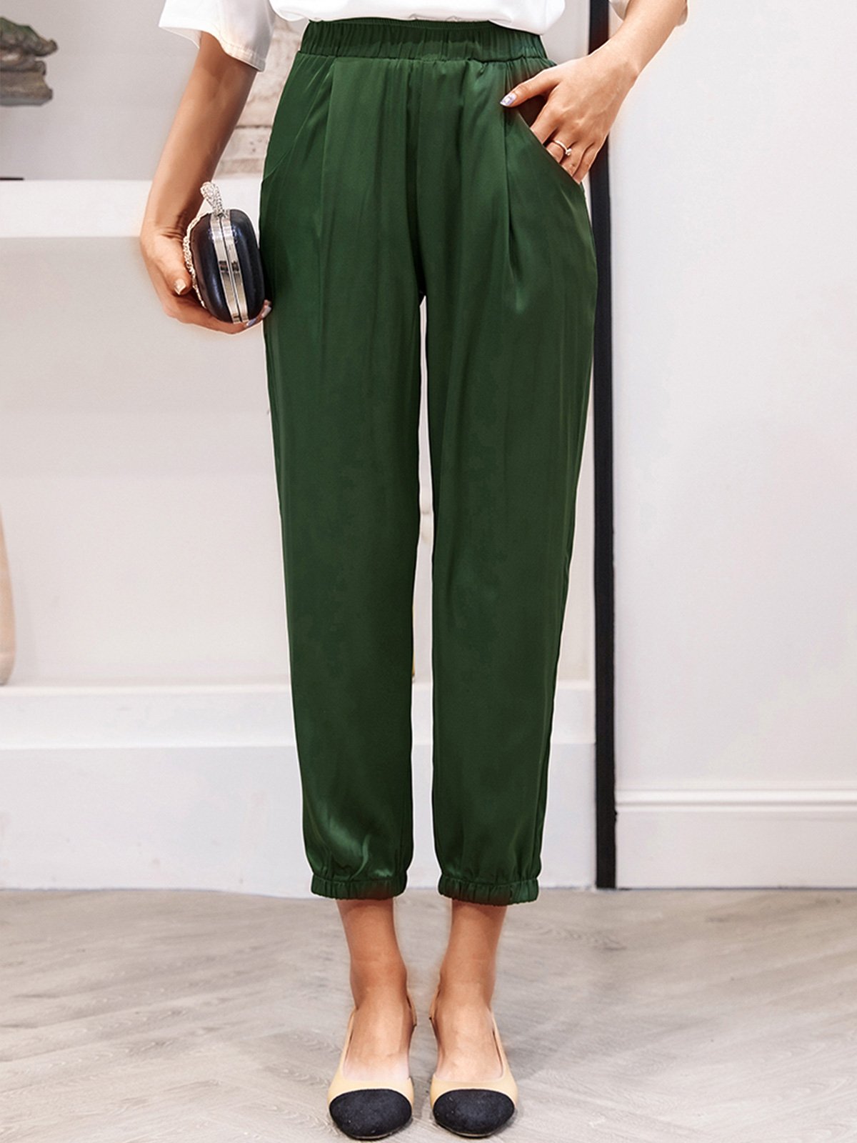 Plus Size Women Plain Casual Pants