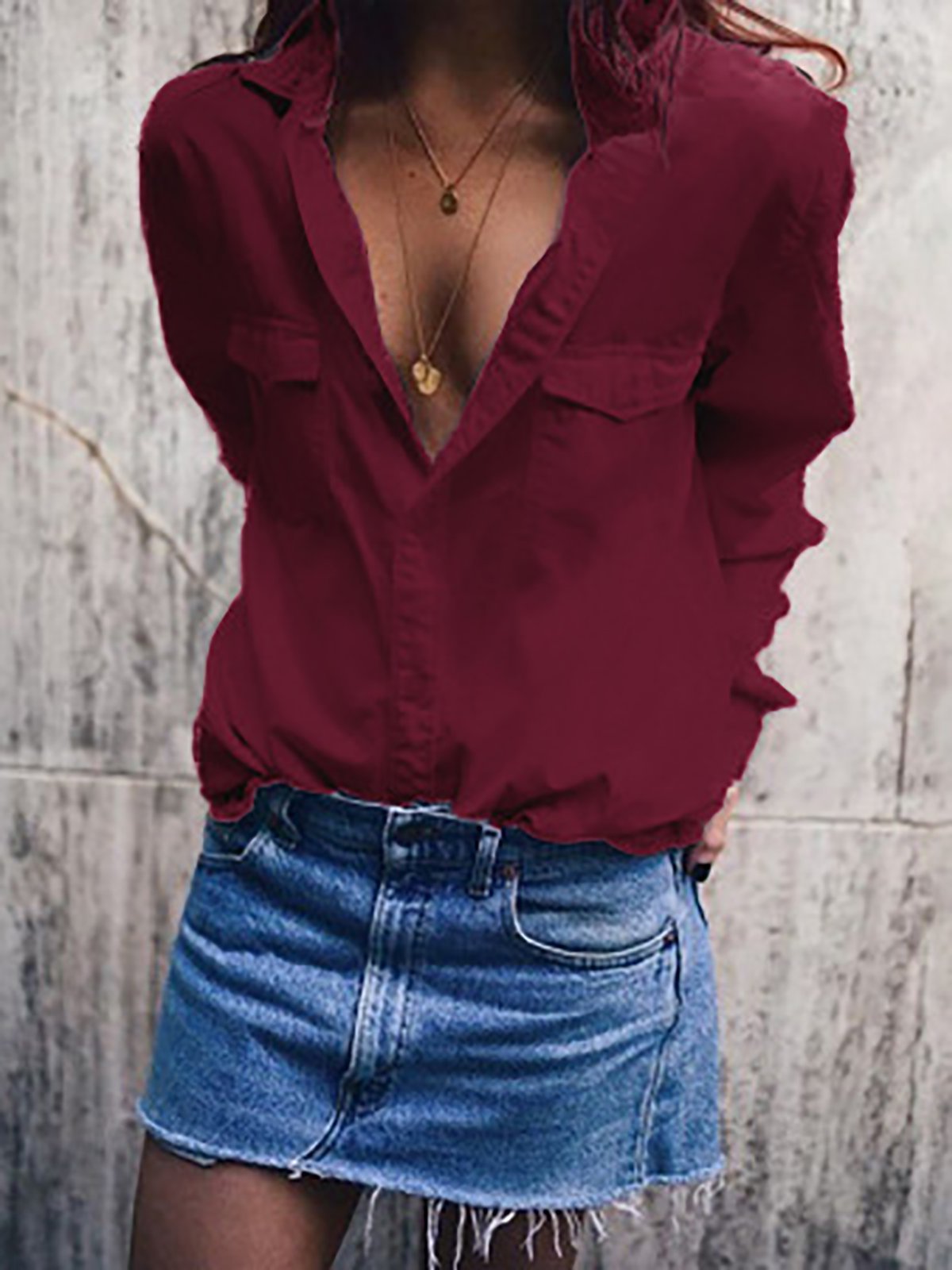 Shirt Collar Cotton Long Sleeve Casual Blouses&shirts