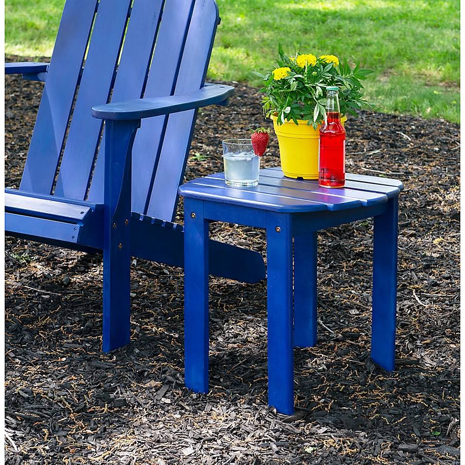 Preston Acacia Wood Adirondack End Table in Blue