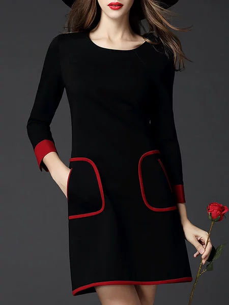 Plus Size Crew Neck Sheath Solid Women Dresses