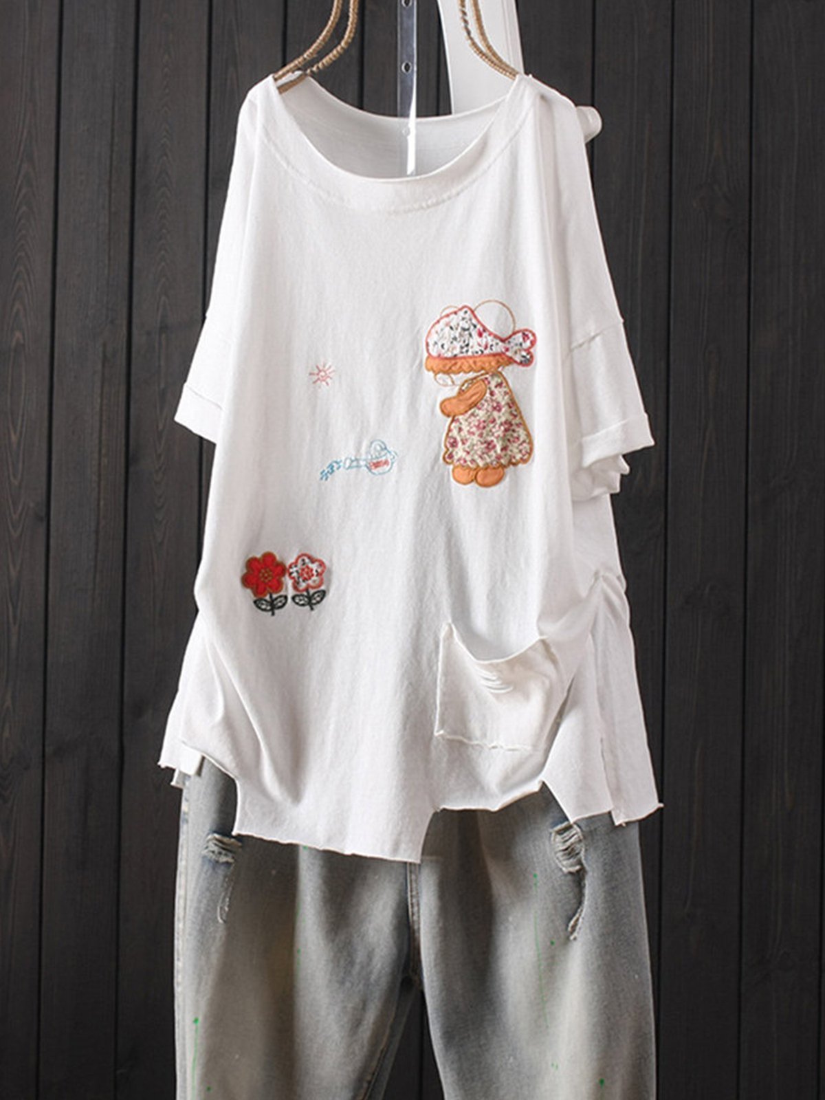 Casual Short Sleeve Round Neck Plus Size Tops