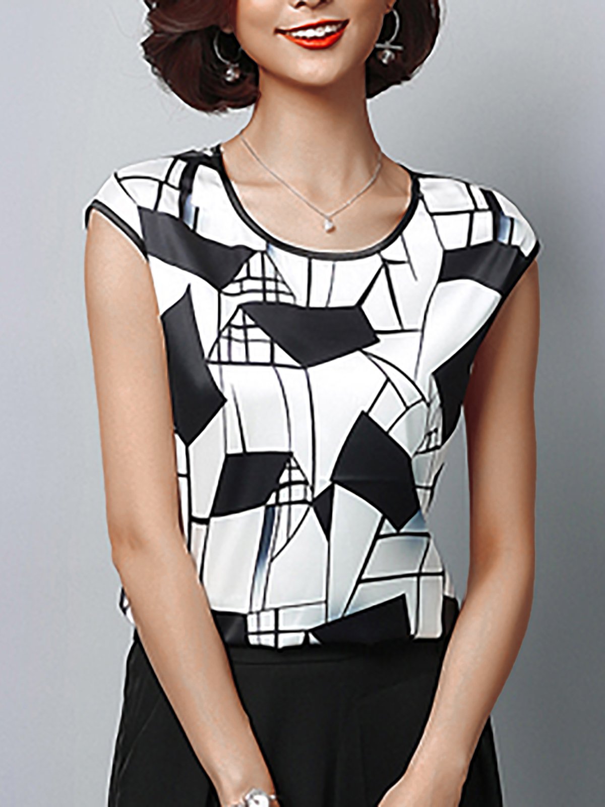 Plus Size Women  Sleeveless  Round Neck Floral Casual  Vest  Tops