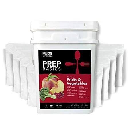 Prep Basics Fruits Vegetables Variety | Emergency Food Supply |Freeze-Dried and Dehydrated | 4,210 Total Calories | 63 Tot