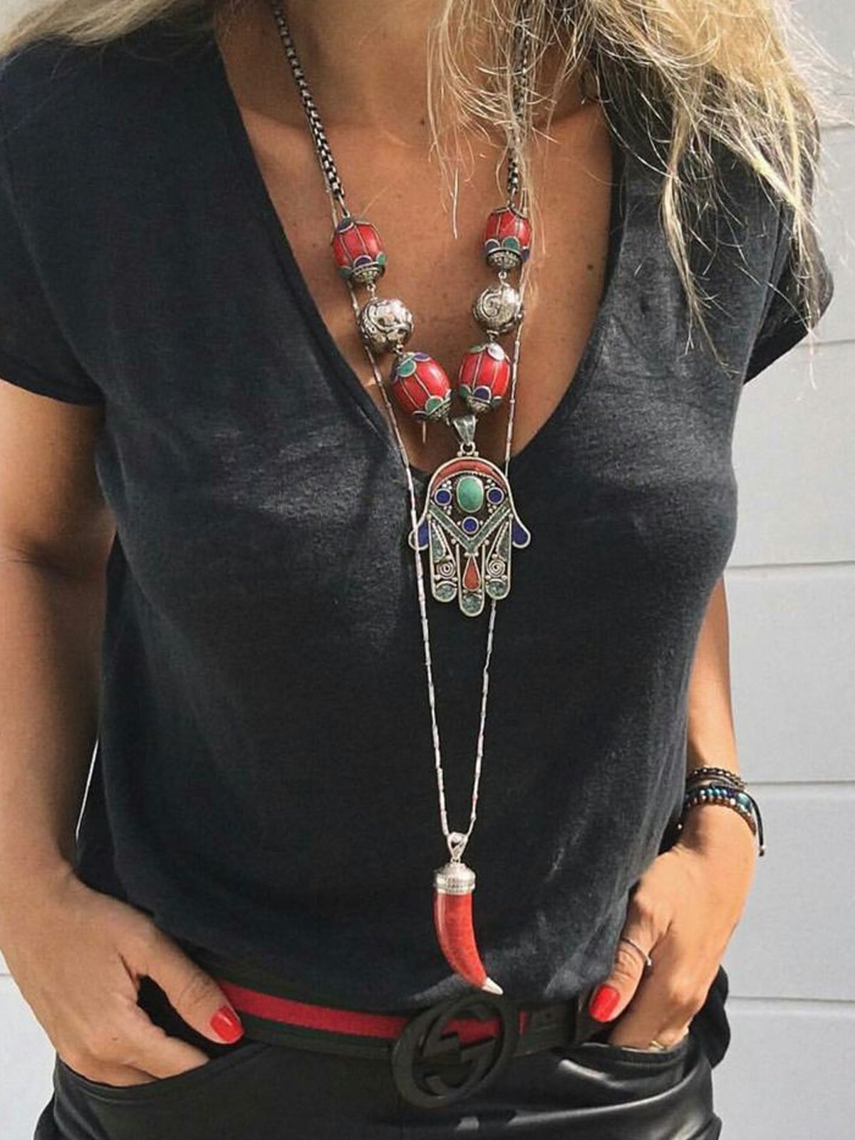 Black Casual V Neck Cotton Shirts & Tops