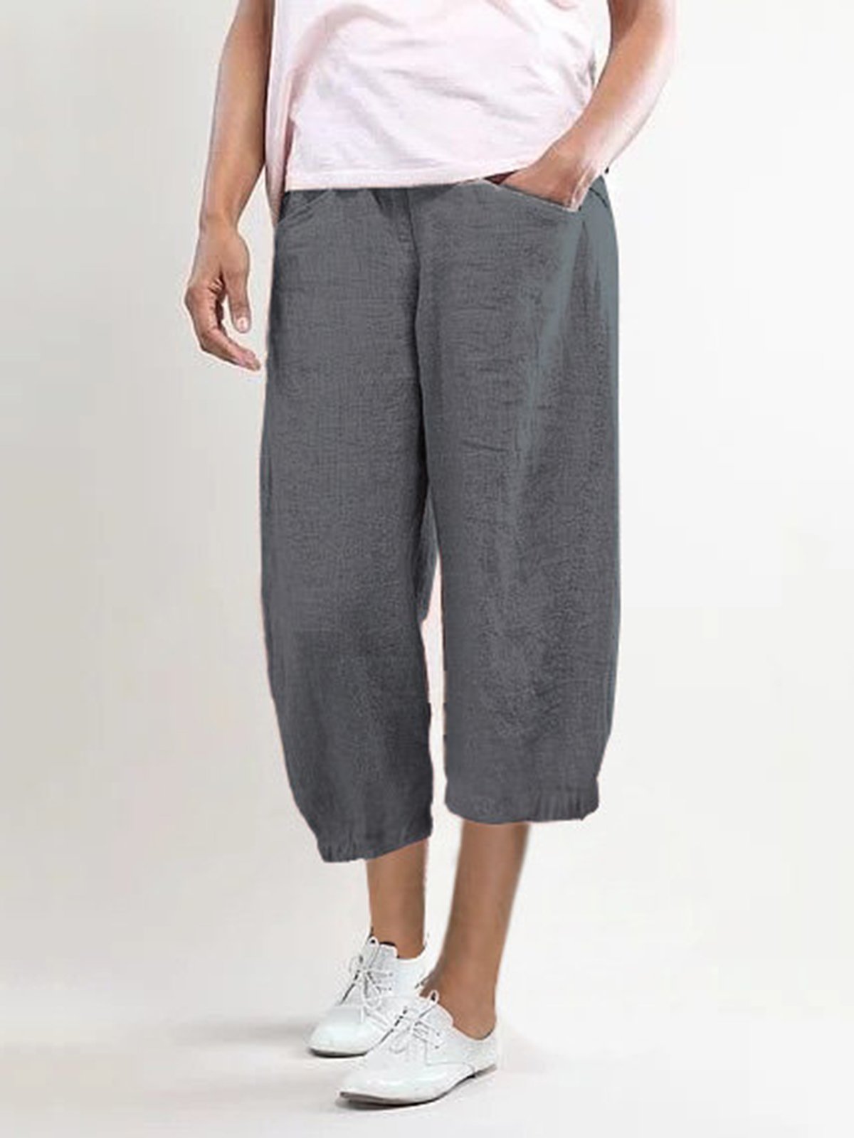 Summer Pockets Shift Casual Capri Pants