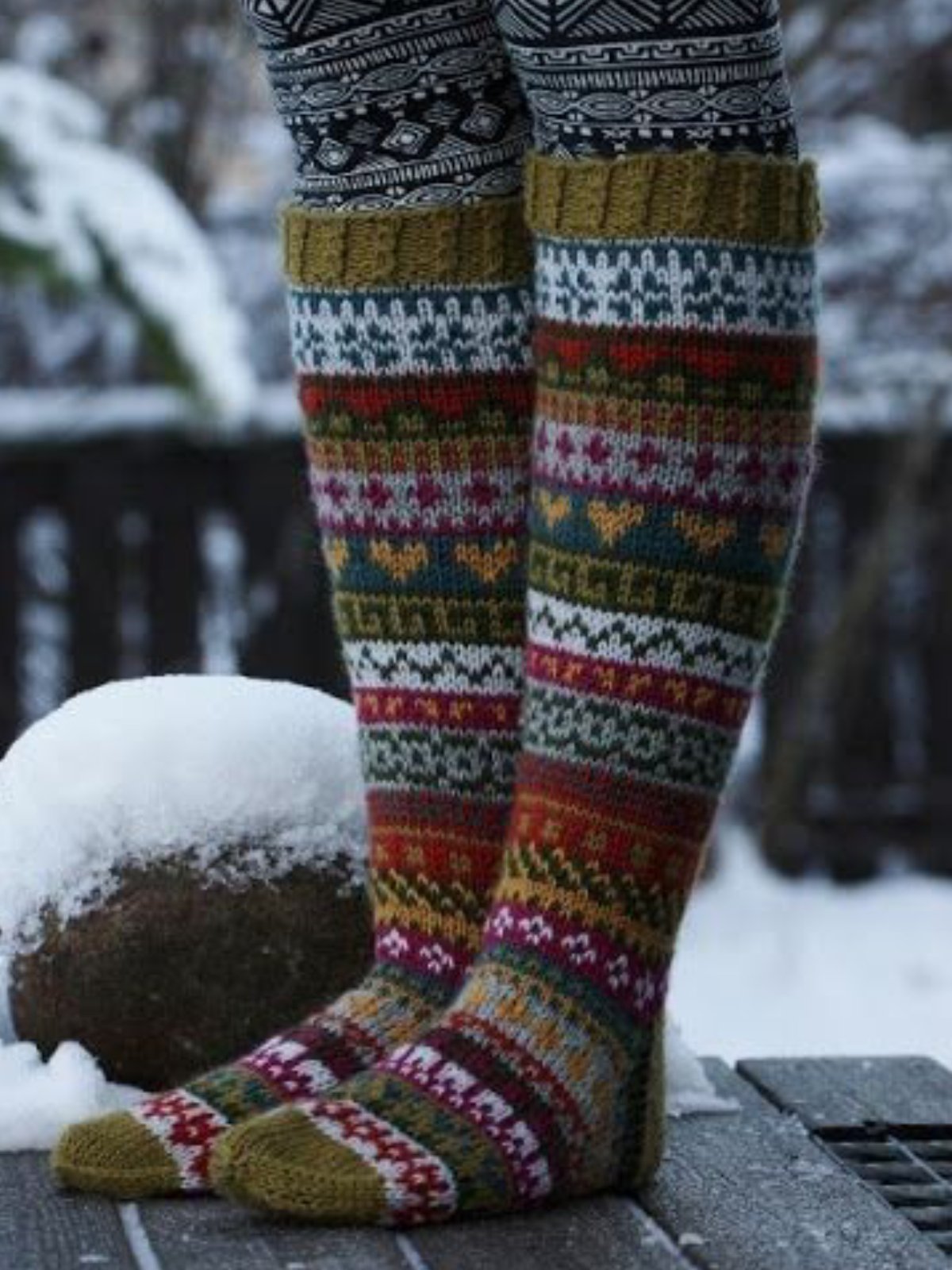 Multicolor Casual Knitted Floral Underwear & Socks