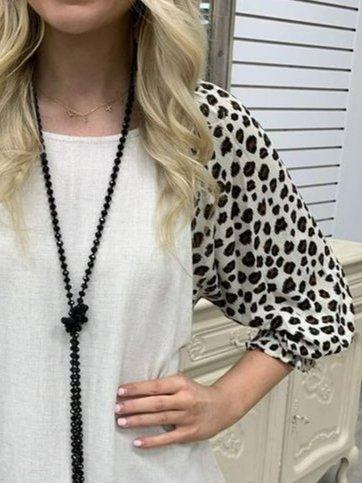 Crew Neck Shift 3/4 Sleeve Vintage Shirts & Tops