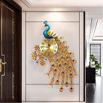 Silent Non-Ticking Peacock Wall Clock for Living Room Decor/ 31.5 inch