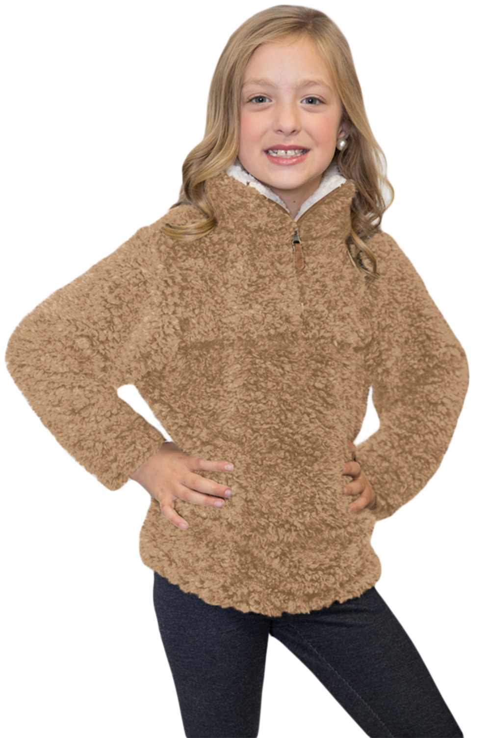 Mocha Luxe Fuzzy Pullover Sherpa Girl Sweatshirt
