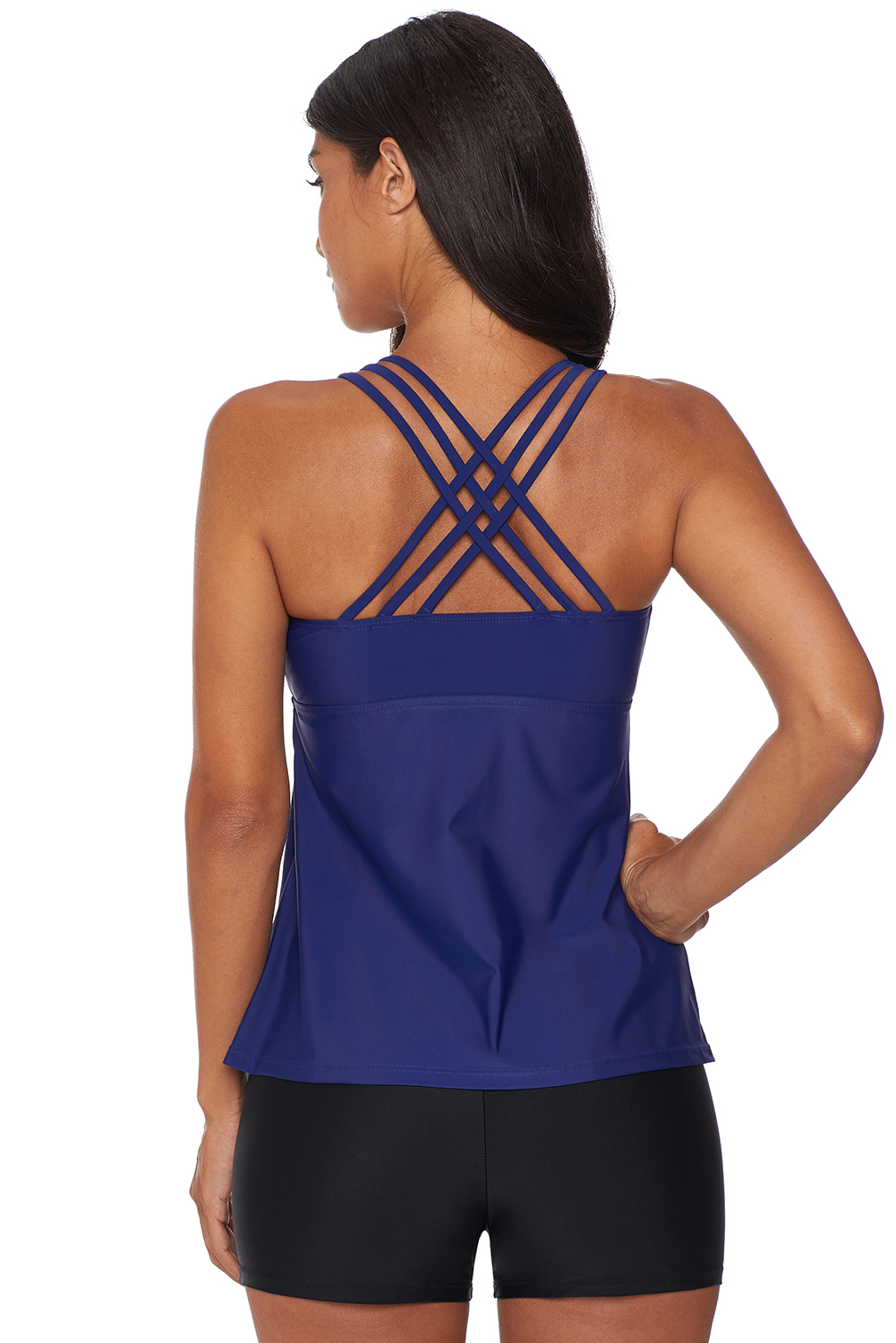 Solid Blue Tankini Swimwear